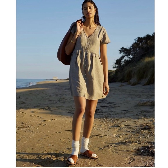 Madewell Linen-Blend Alexandra Button-Front Mini Dress - Picture 1 of 8